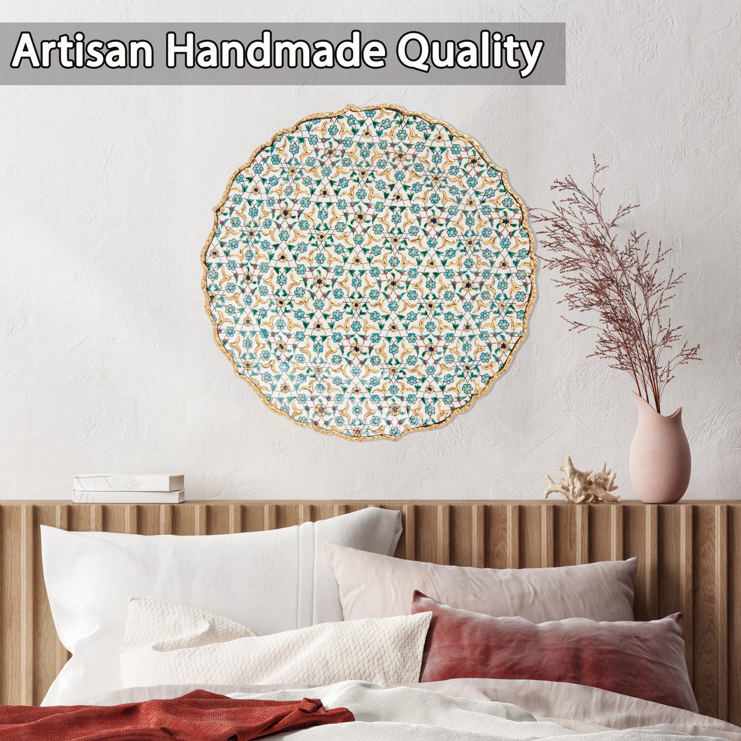 Ceramic Decorative Plate, Celestial Mosaic Decorative Plate, Decorative Golden Plate