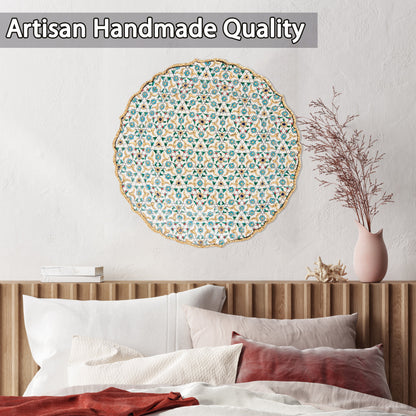 Ceramic Decorative Plate, Celestial Mosaic Decorative Plate, Decorative Golden Plate