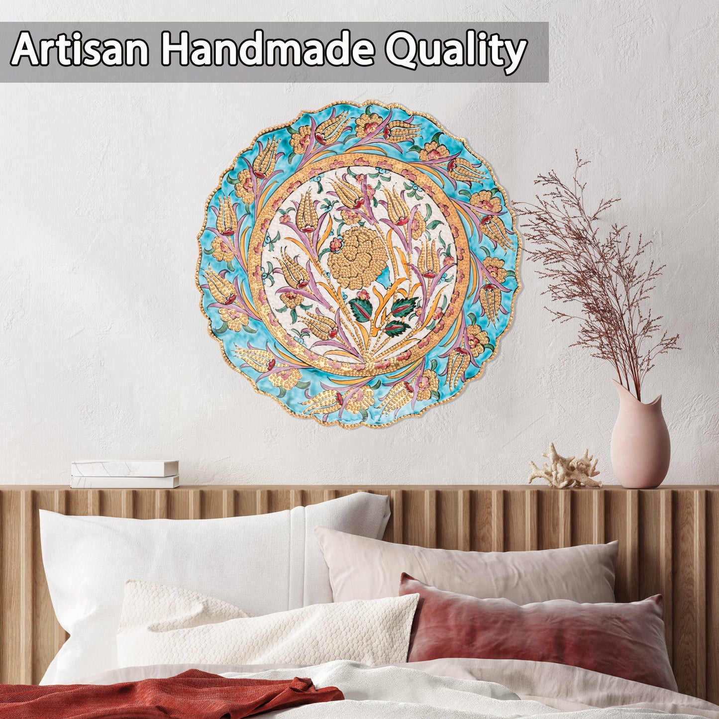 Ceramic Decorative Plate, Harvest Bloom Decorative Plate, Decorative Golden Plate