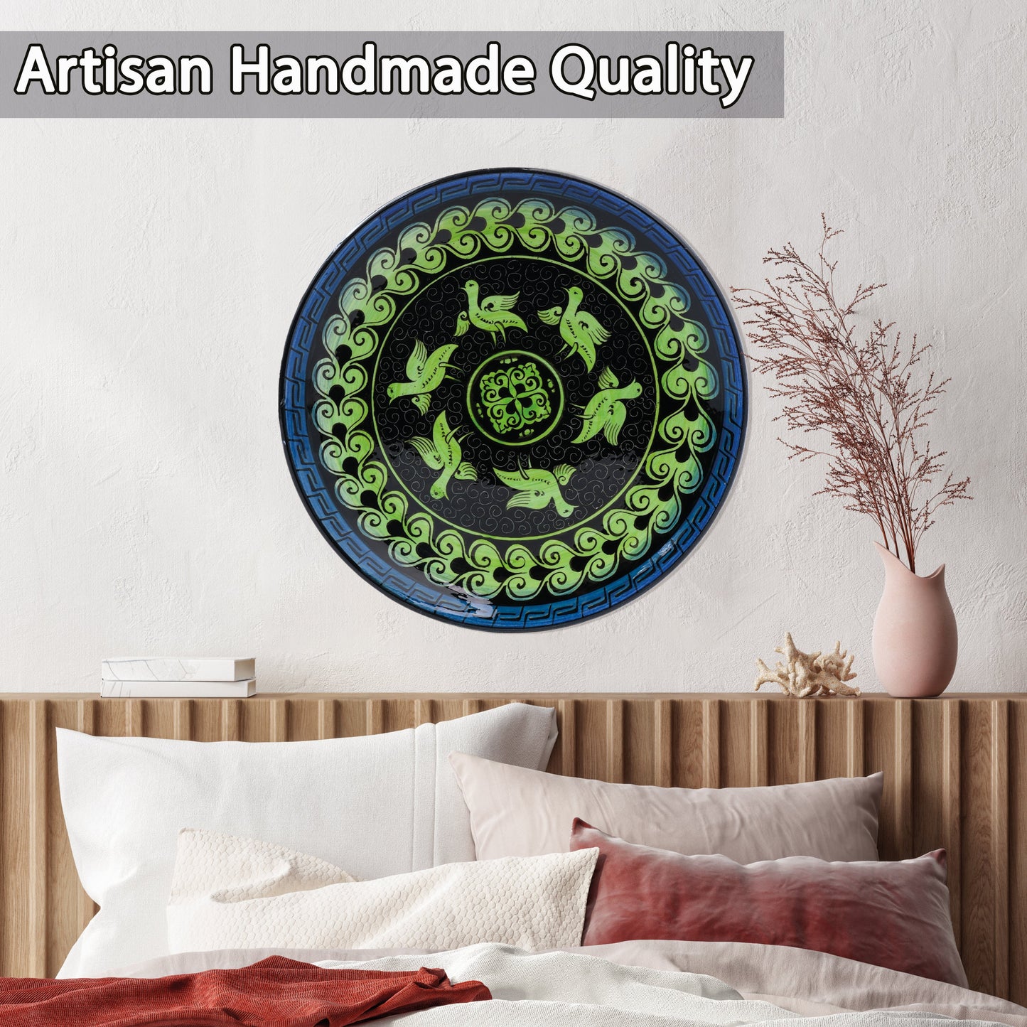 Ceramic Decorative Plate, Emerald Birds Decorative Plate