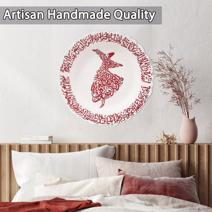 Ceramic Decorative Plate, Whirling Calligraphy Decorative Plate