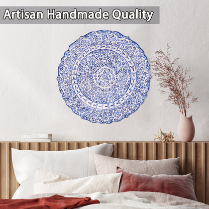 Ceramic Decorative Plate, Sapphire Vine Decorative Plate