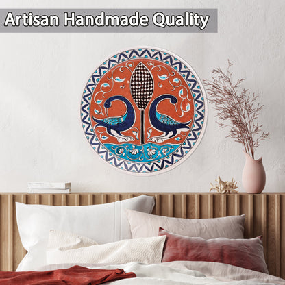 Ceramic Decorative Plate, Twin Peacocks Decorative Plate