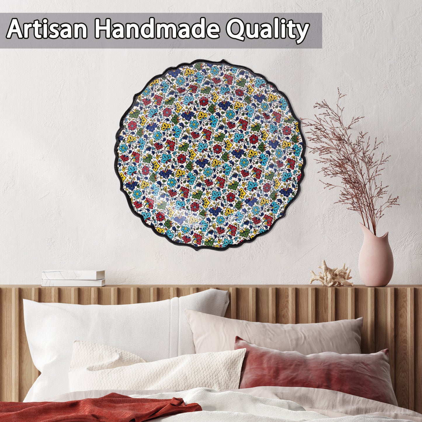 Ceramic Decorative Plate, Floral Mosaic Decorative Plate