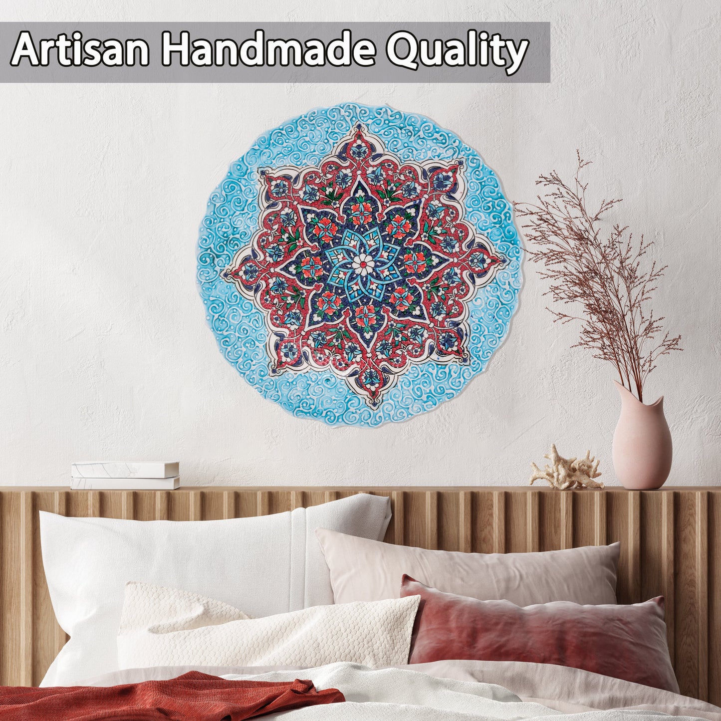 Ceramic Decorative Plate, Mandala Bloom Decorative Plate