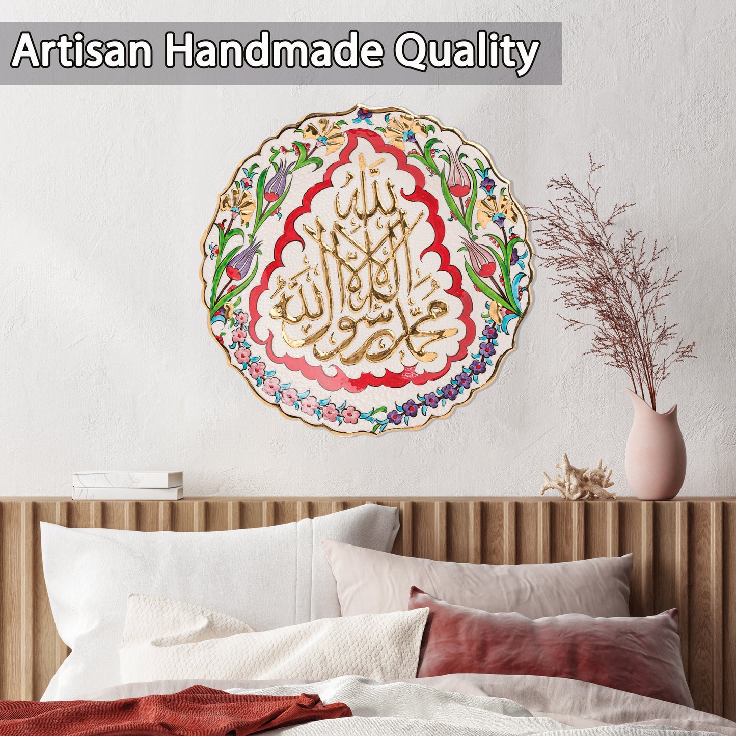 Ceramic Decorative Plate, Divine Bloom Decorative Plate, Decorative Golden Plate