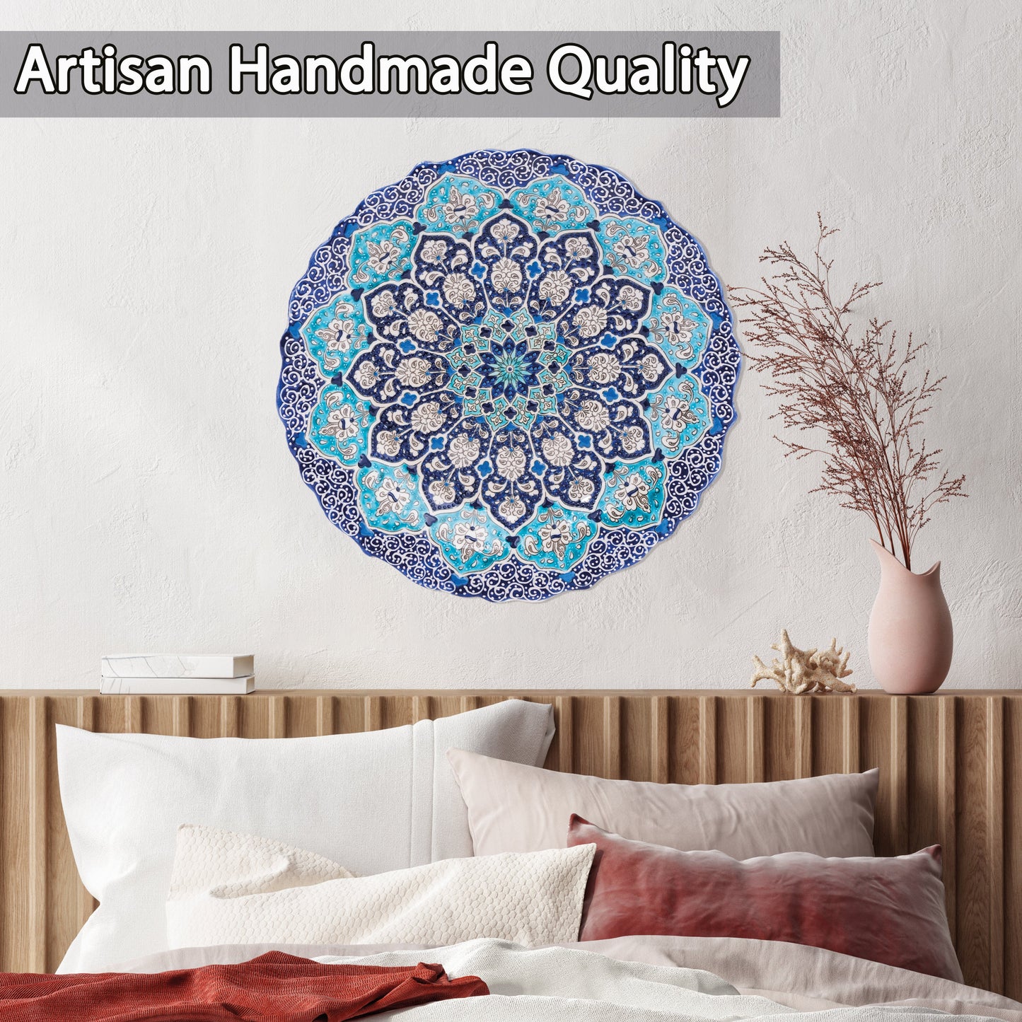 Ceramic Decorative Plate, Sapphire Blossom Decorative Plate