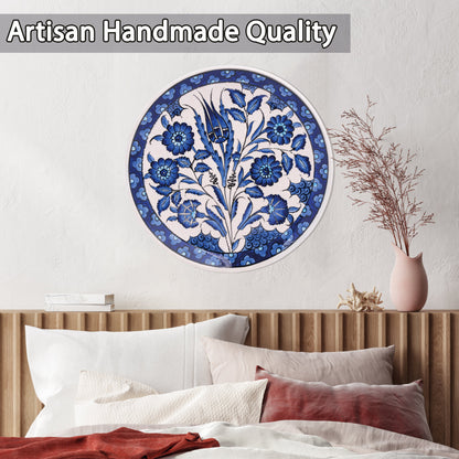 Ceramic Decorative Plate, Sapphire Blooms Decorative Plate