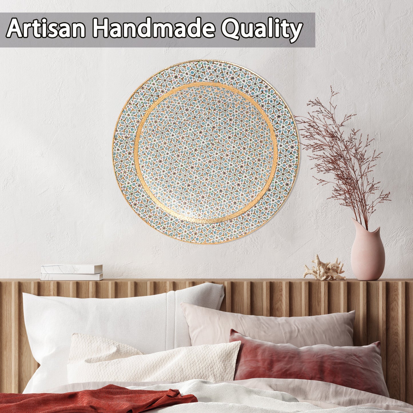 Ceramic Decorative Plate, Timeless Elegance Decorative Plate, Decorative Golden Plate