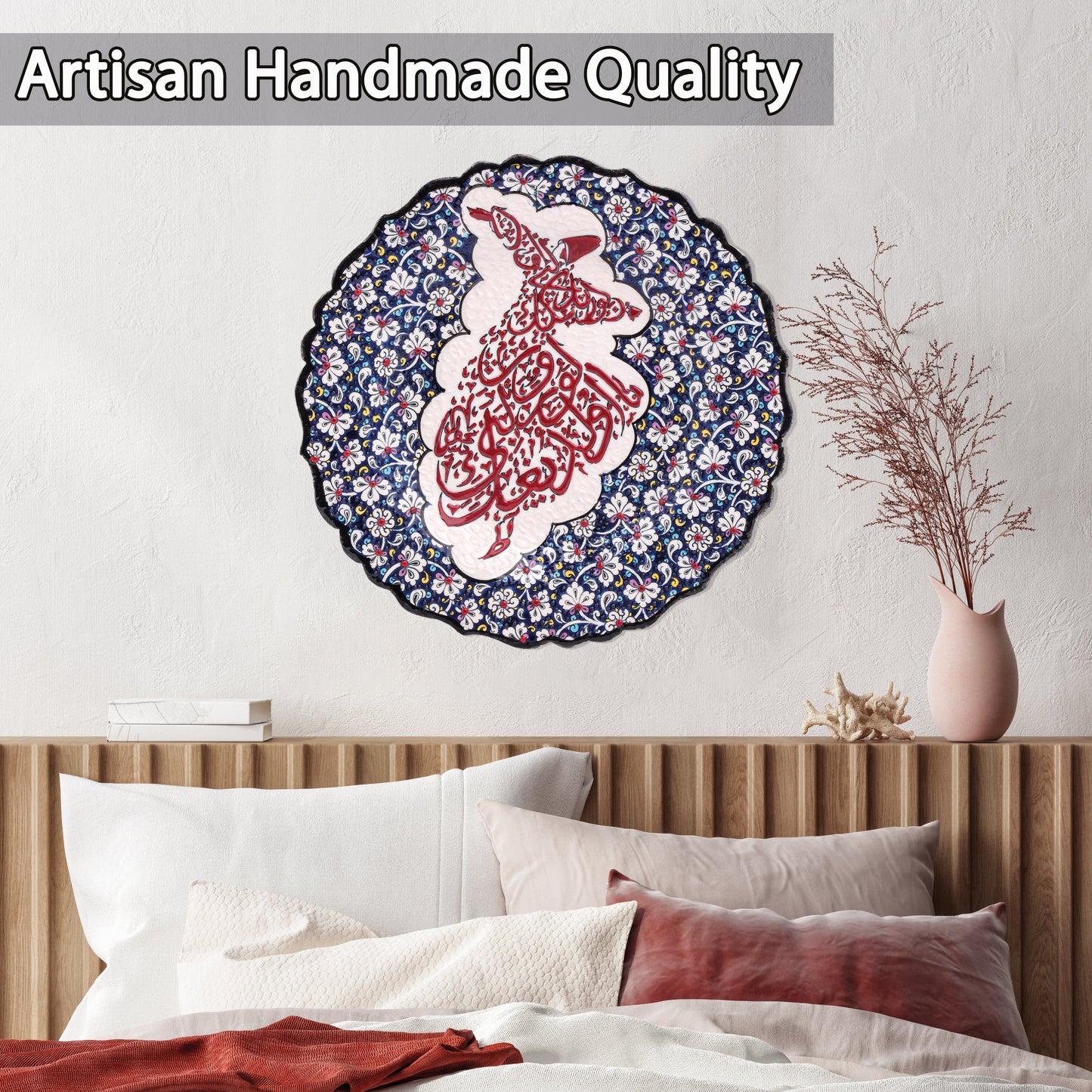 Ceramic Decorative Plate, Whirling Calligraphy Decorative Plate