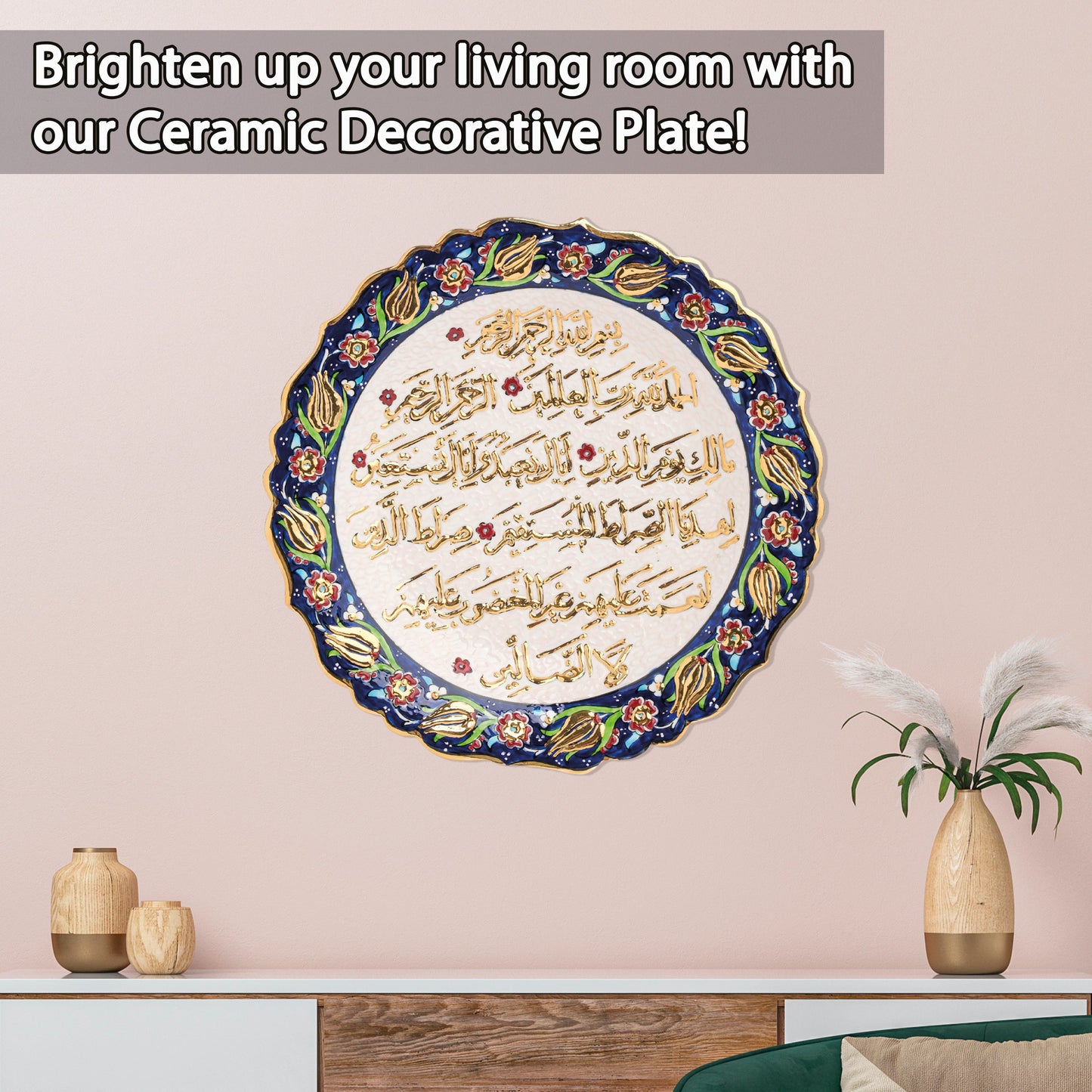 Ceramic Decorative Plate, Divine Elegance Decorative Plate, Decorative Golden Plate