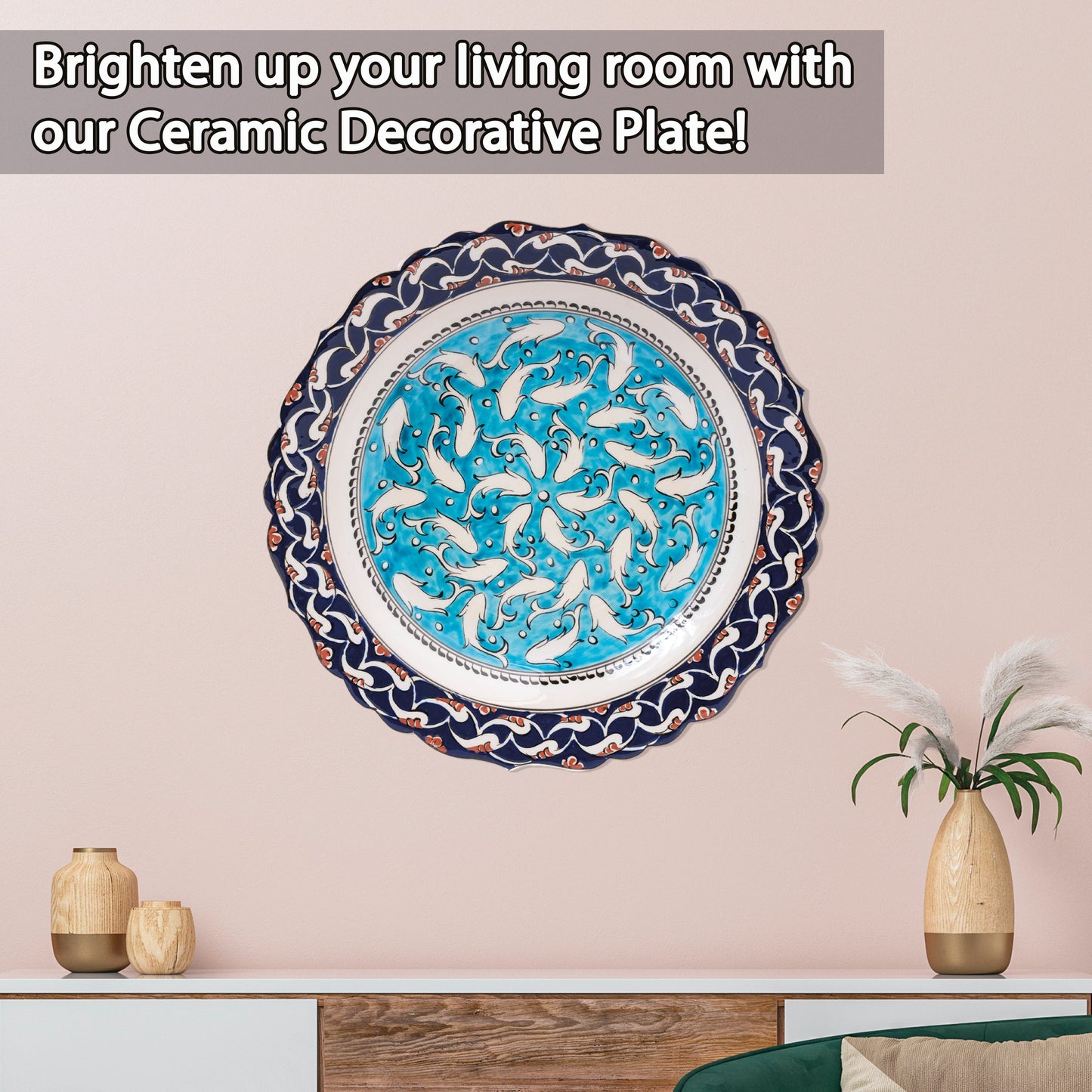 Ceramic Decorative Plate, Whirling Fishes Decorative Plate