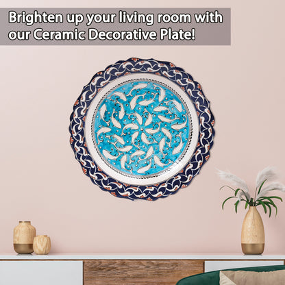 Ceramic Decorative Plate, Whirling Fishes Decorative Plate