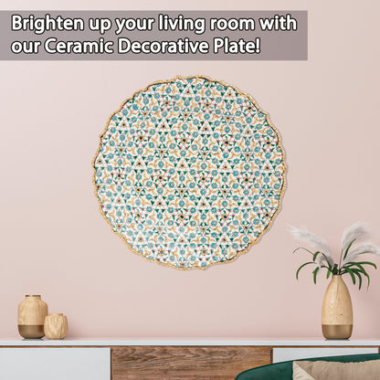 Ceramic Decorative Plate, Celestial Mosaic Decorative Plate, Decorative Golden Plate
