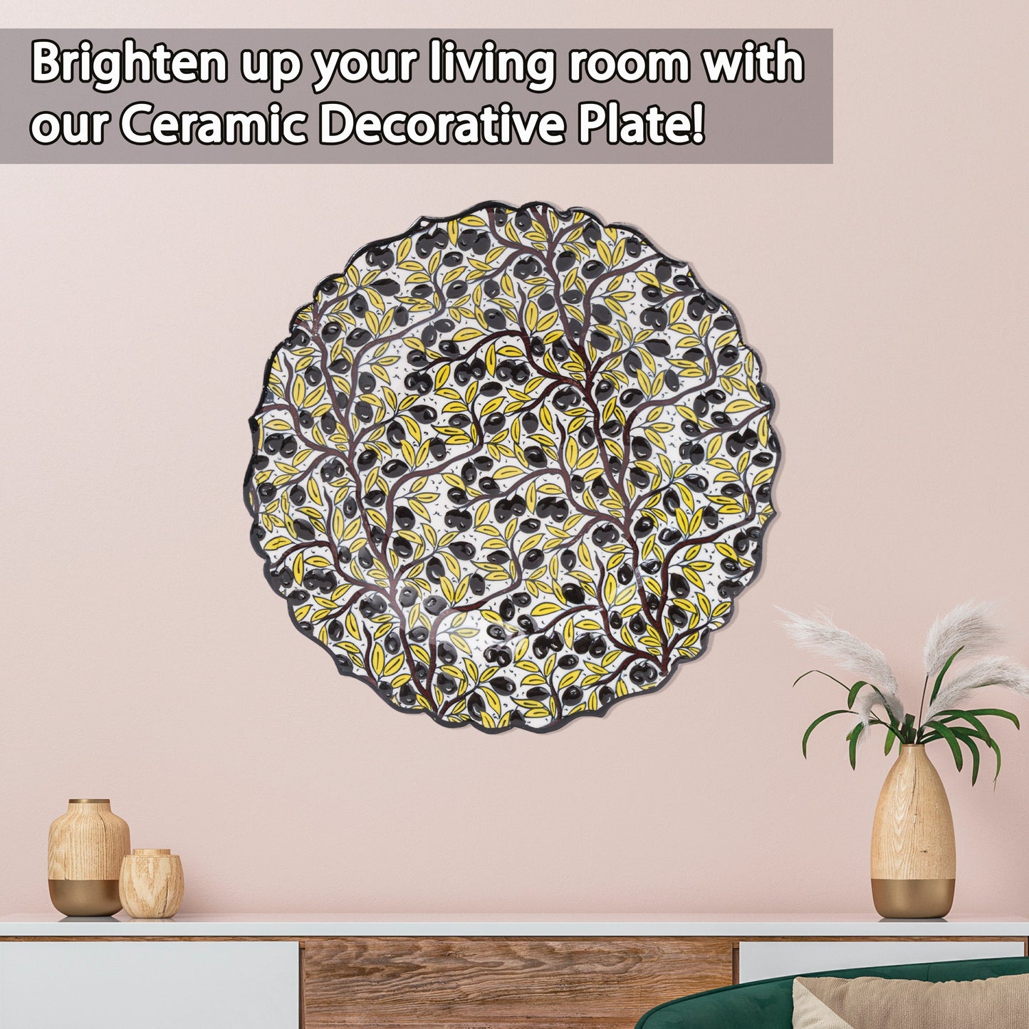 Ceramic Decorative Plate, Olive Harmony Decorative Plate