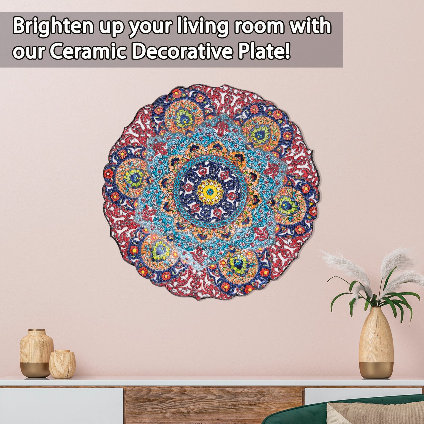 Ceramic Decorative Plate, Mandala Radiance Decorative Plate