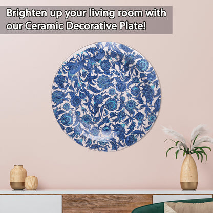 Ceramic Decorative Plate, Sapphire Garden Decorative Plate