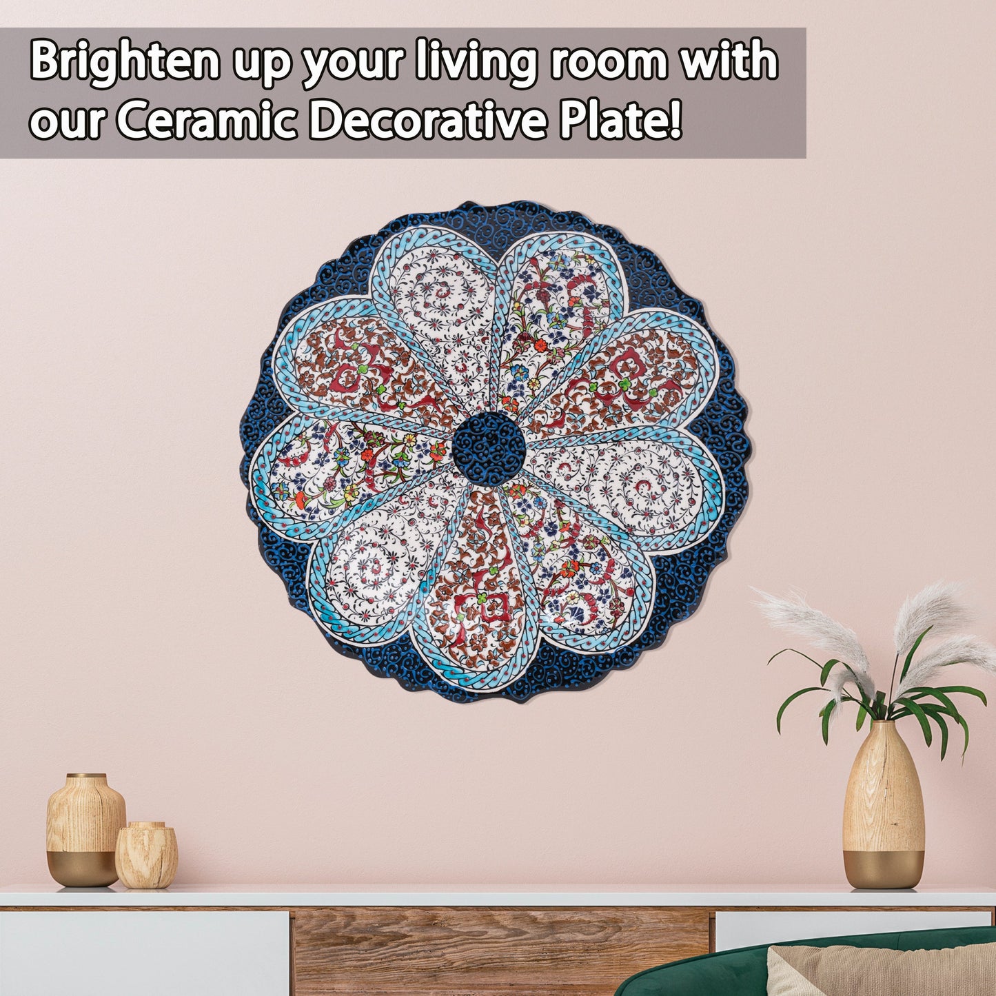 Ceramic Decorative Plate, Blossom Medallion Decorative Plate