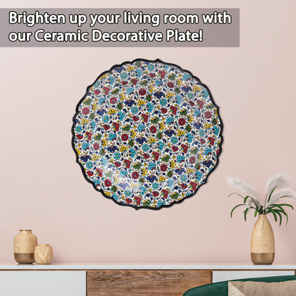 Ceramic Decorative Plate, Floral Mosaic Decorative Plate