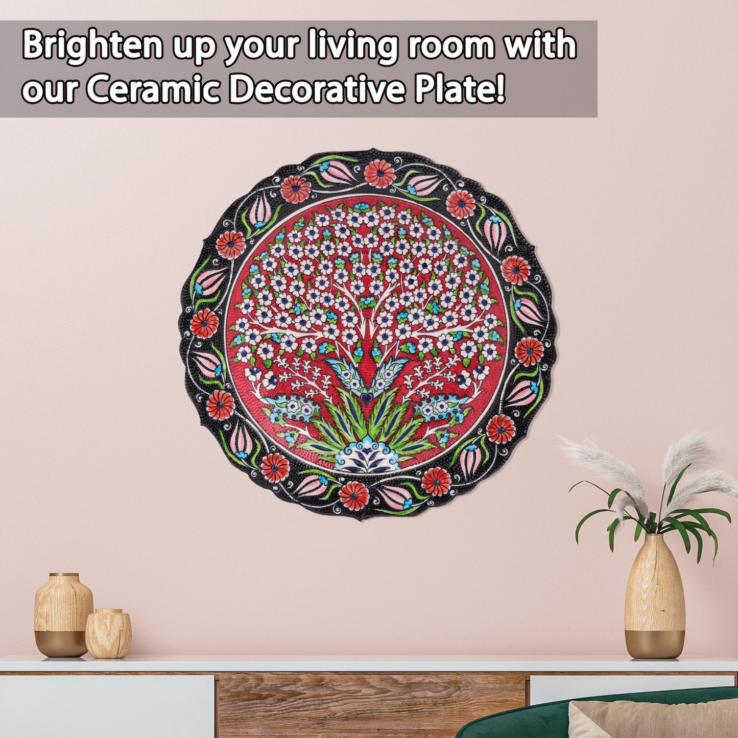 Ceramic Decorative Plate, Blossom Tree Decorative Plate