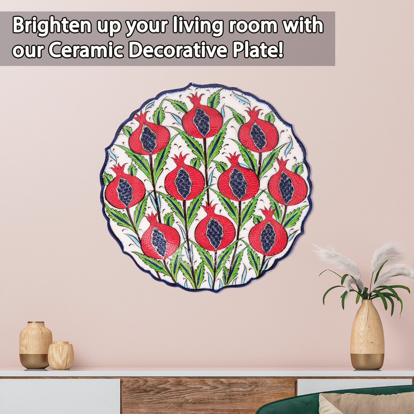 Ceramic Decorative Plate, Pomegranate Harvest Decorative Plate