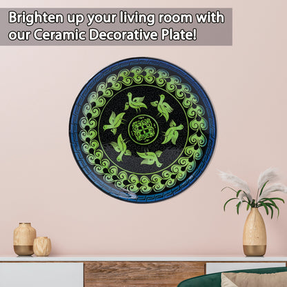 Ceramic Decorative Plate, Emerald Birds Decorative Plate