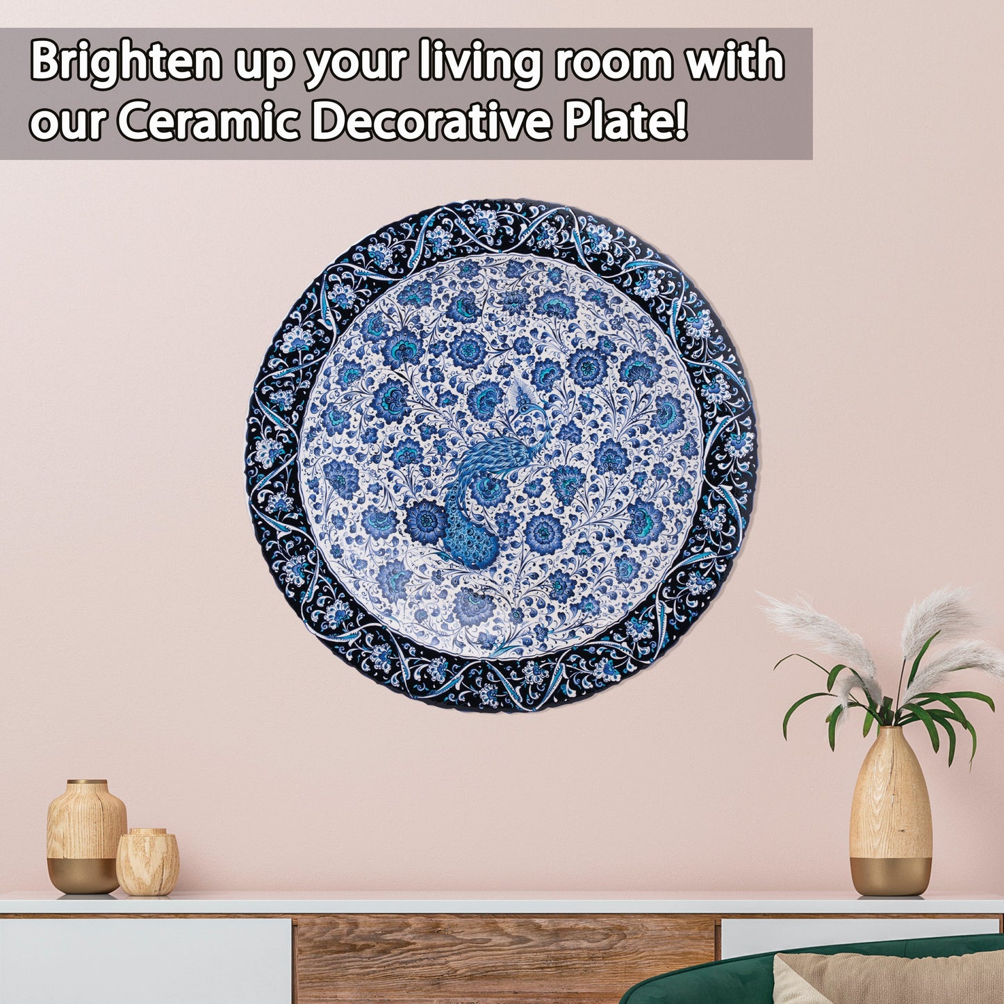 Ceramic Decorative Plate, Peacock Elegance Decorative Plate