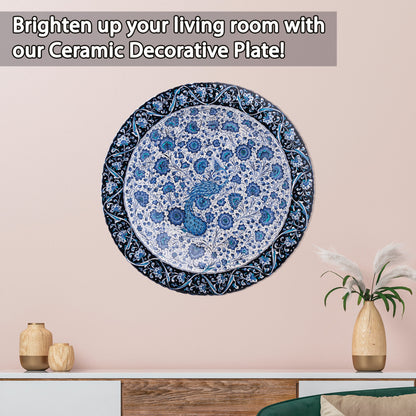 Ceramic Decorative Plate, Peacock Elegance Decorative Plate