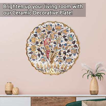 Ceramic Decorative Plate, Eternal Blossom Decorative Plate, Decorative Golden Plate