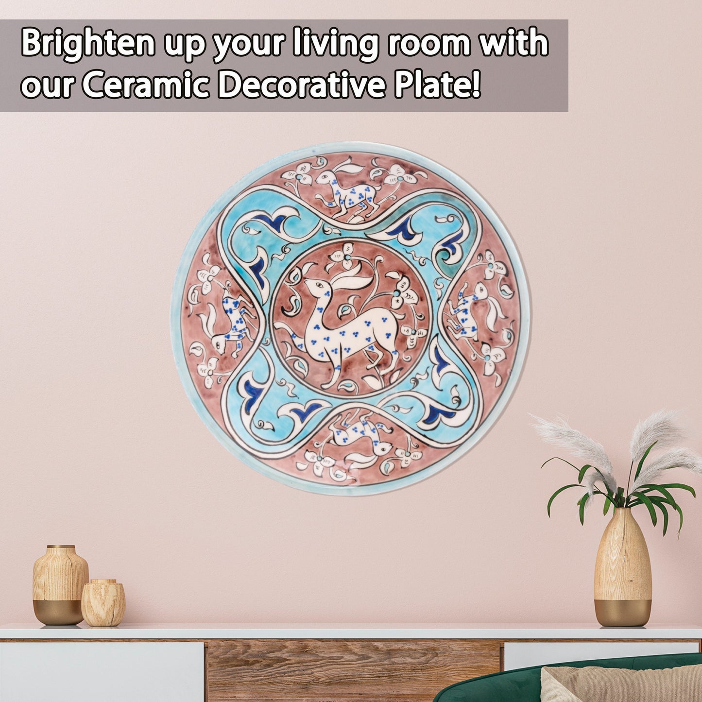 Ceramic Decorative Plate, Mystic Deer Decorative Plate