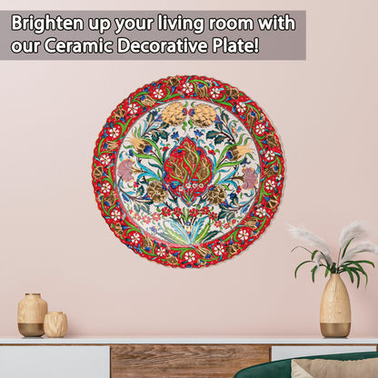 Ceramic Decorative Plate, Ottoman Bloom Decorative Plate, Decorative Golden Plate