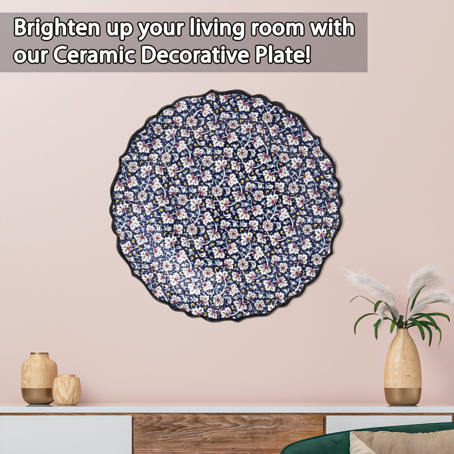 Ceramic Decorative Plate, Midnight Blossom Decorative Plate