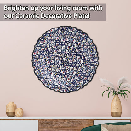 Ceramic Decorative Plate, Midnight Blossom Decorative Plate