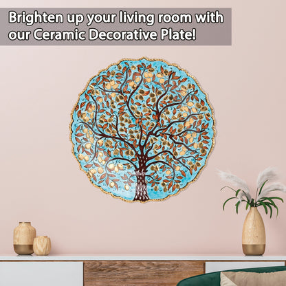 Ceramic Decorative Plate, Prosperity Tree Decorative Plate, Decorative Golden Plate