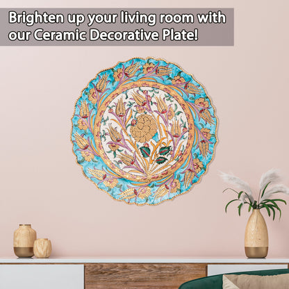 Ceramic Decorative Plate, Harvest Bloom Decorative Plate, Decorative Golden Plate