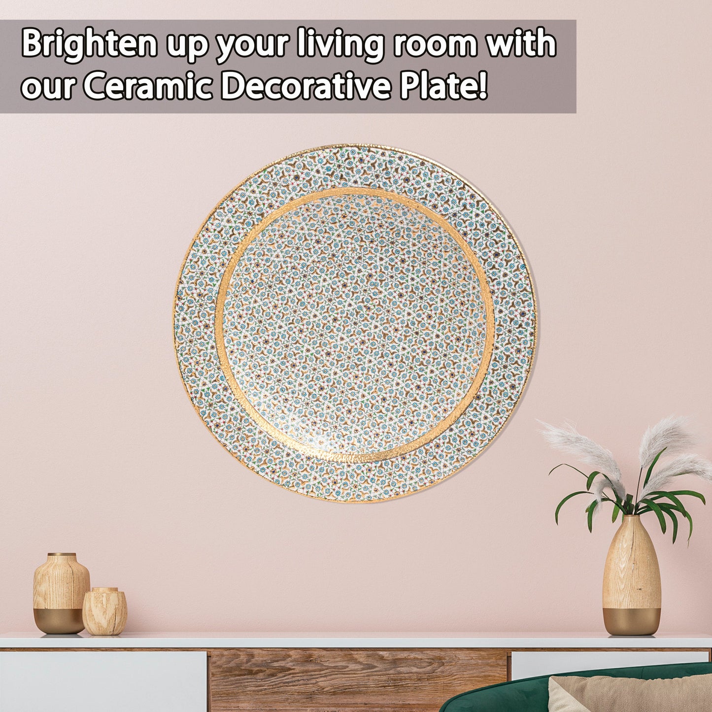 Ceramic Decorative Plate, Timeless Elegance Decorative Plate, Decorative Golden Plate