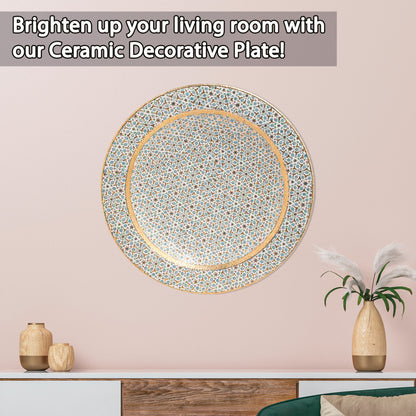 Ceramic Decorative Plate, Timeless Elegance Decorative Plate, Decorative Golden Plate