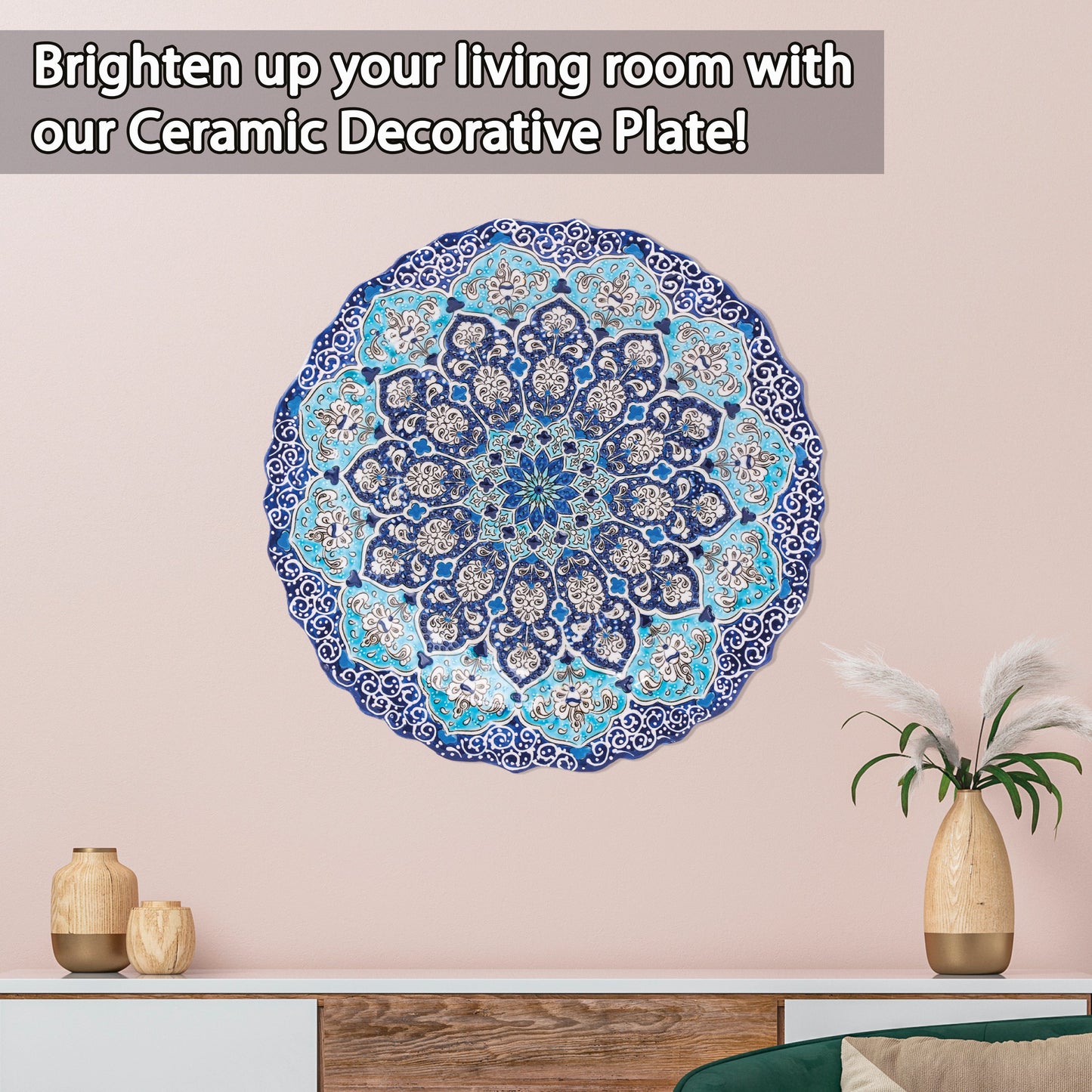 Ceramic Decorative Plate, Azure Bloom Decorative Plate