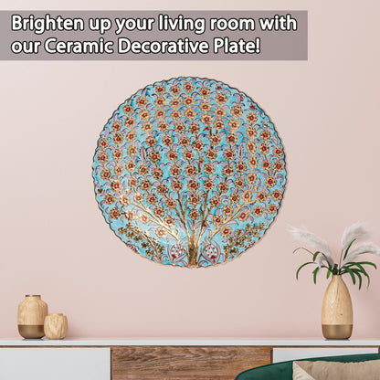 Ceramic Decorative Plate, Floral Canopy Decorative Plate, Decorative Golden Plate