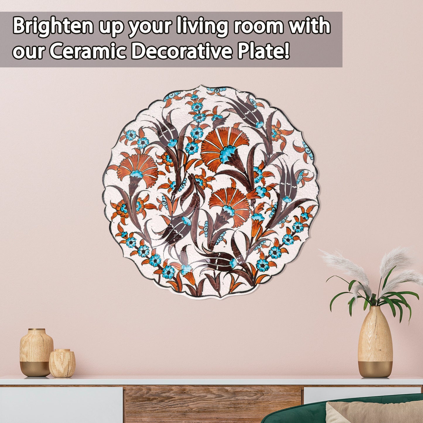 Ceramic Decorative Plate, Rustic Bloom Decorative Plate