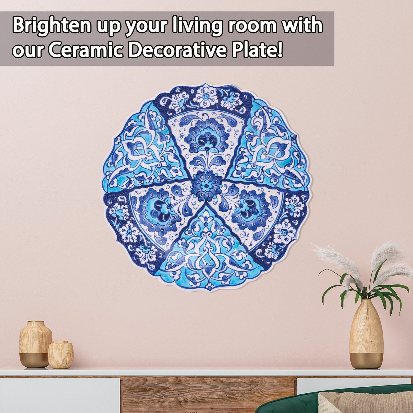 Ceramic Decorative Plate, Azure Elegance Decorative Plate