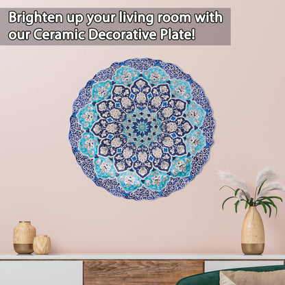 Ceramic Decorative Plate, Sapphire Blossom Decorative Plate