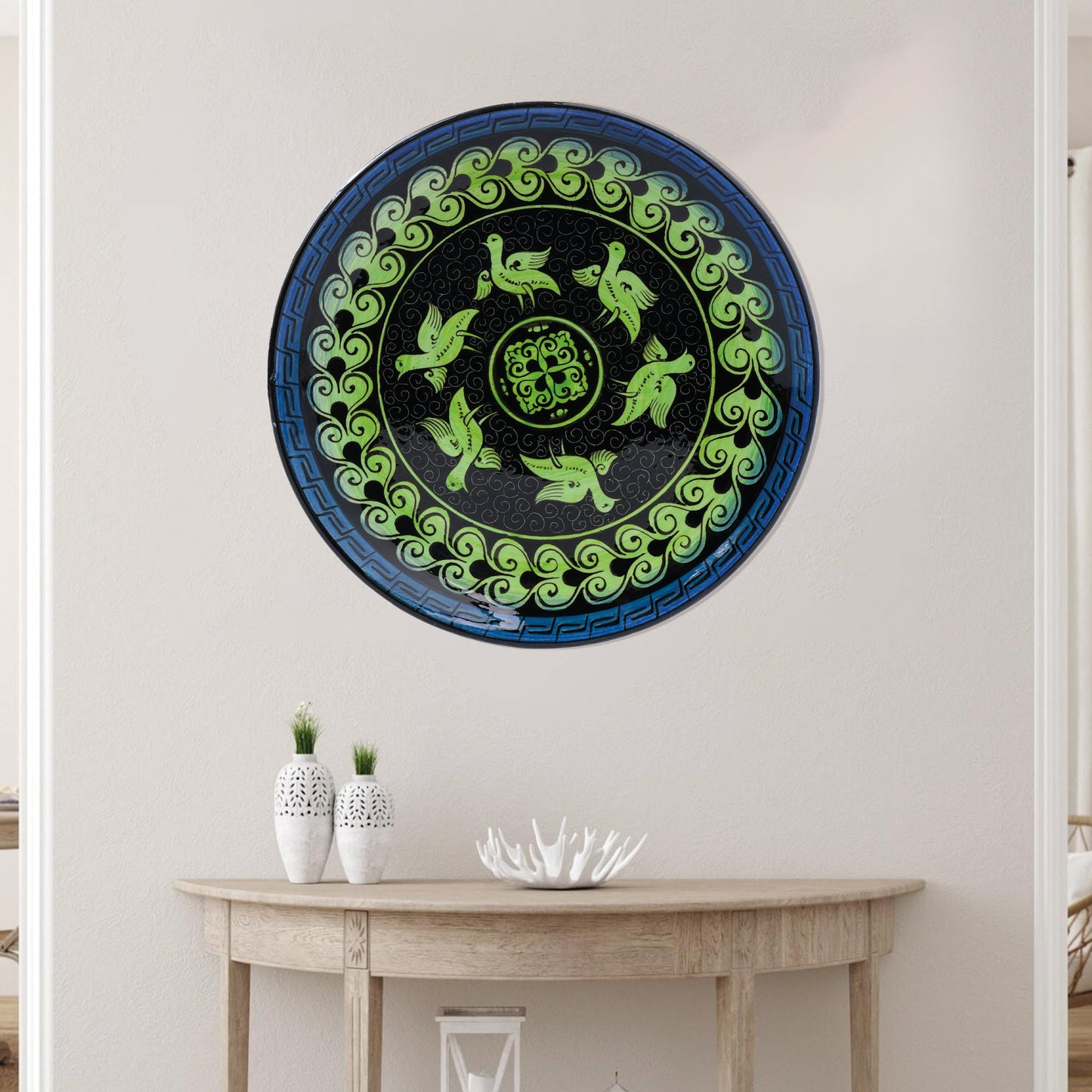 Ceramic Decorative Plate, Emerald Birds Decorative Plate