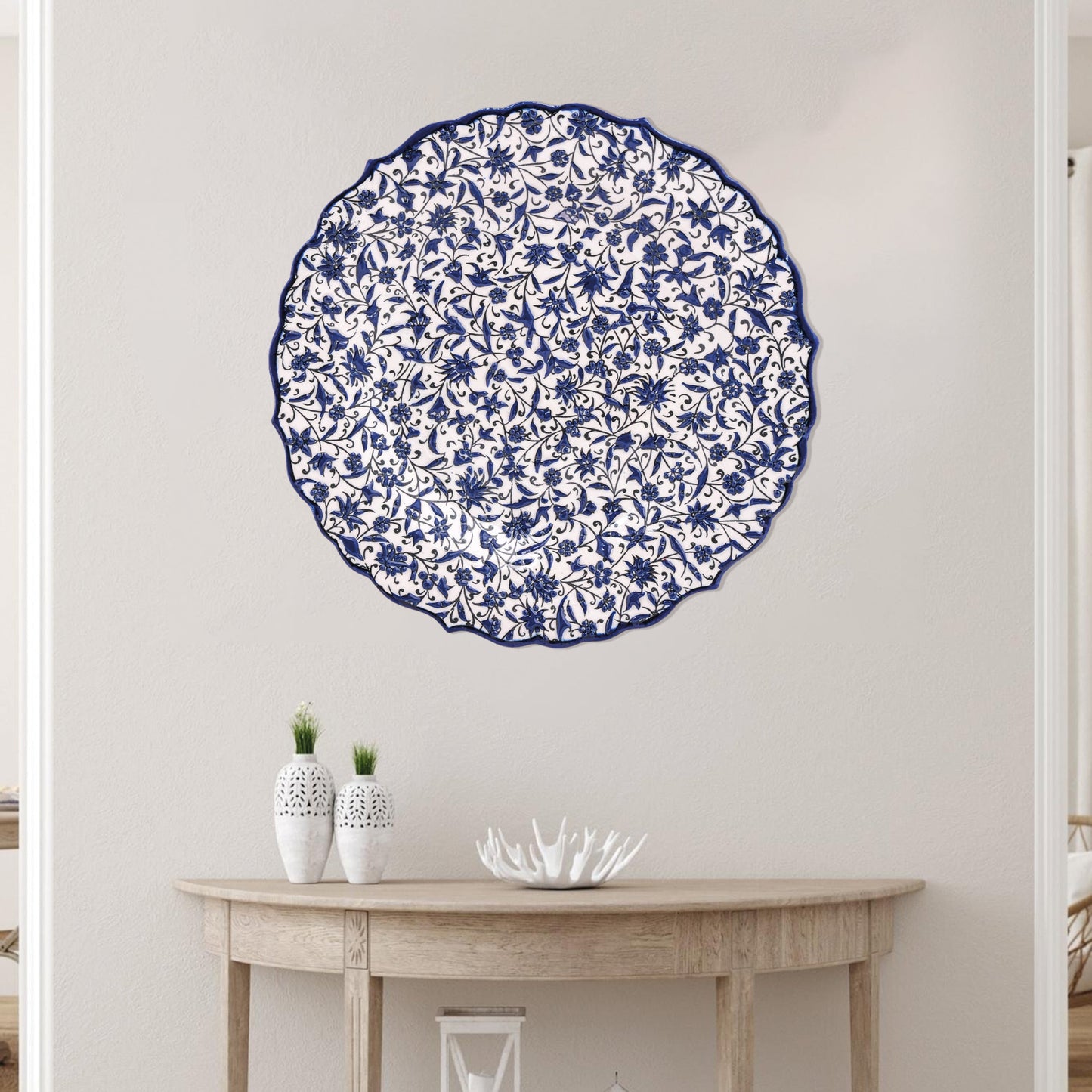 Ceramic Decorative Plate, Indigo Vines Decorative Plate