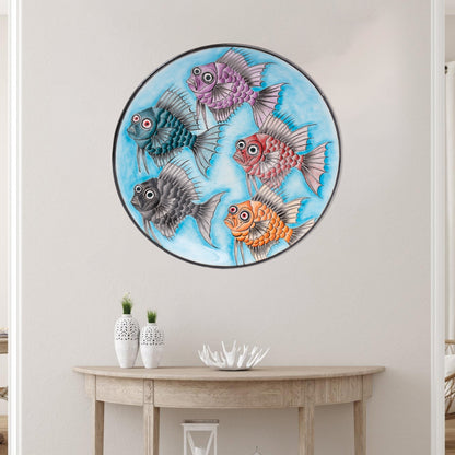 Ceramic Decorative Plate, Whimsical Fishes Decorative Plate