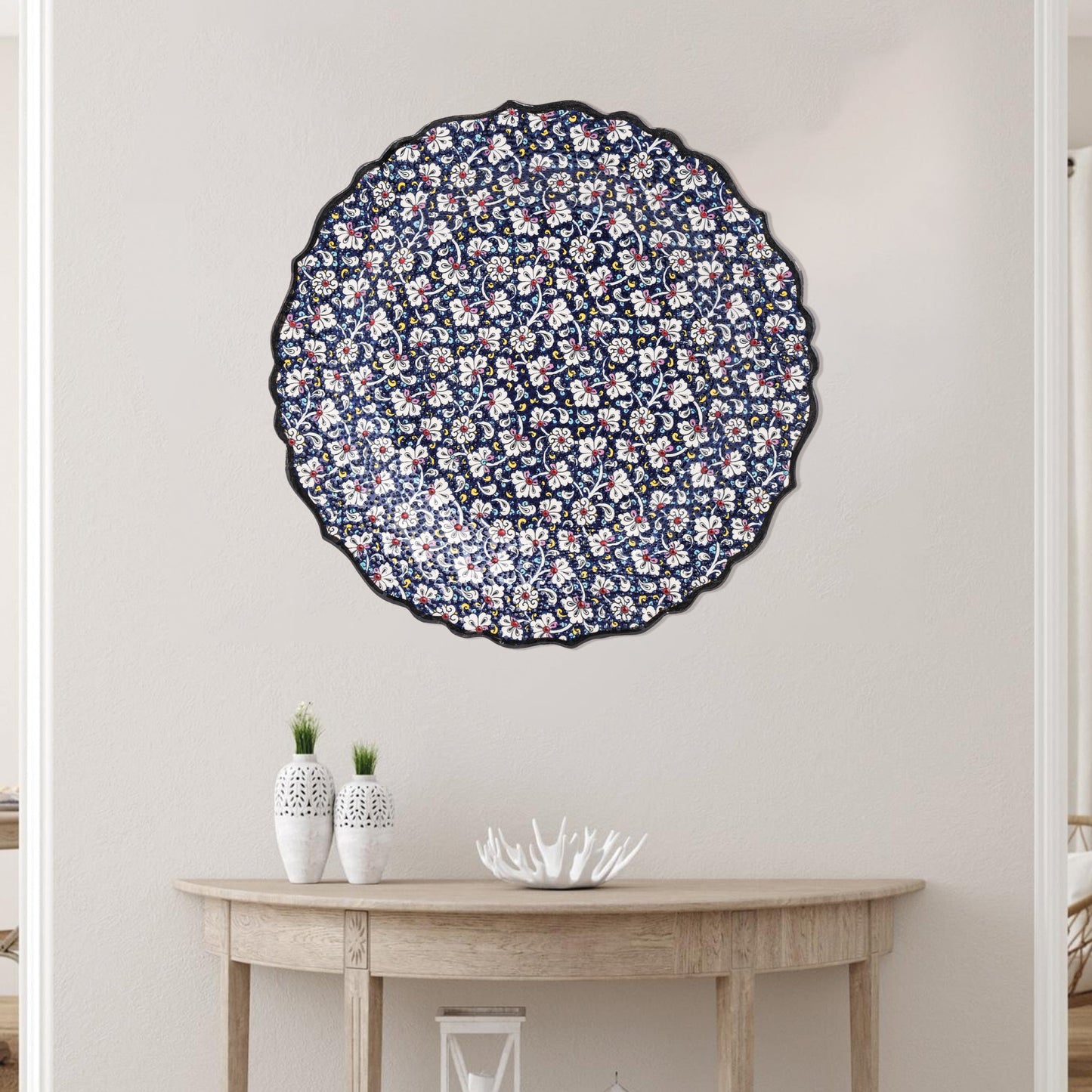 Ceramic Decorative Plate, Midnight Blossom Decorative Plate