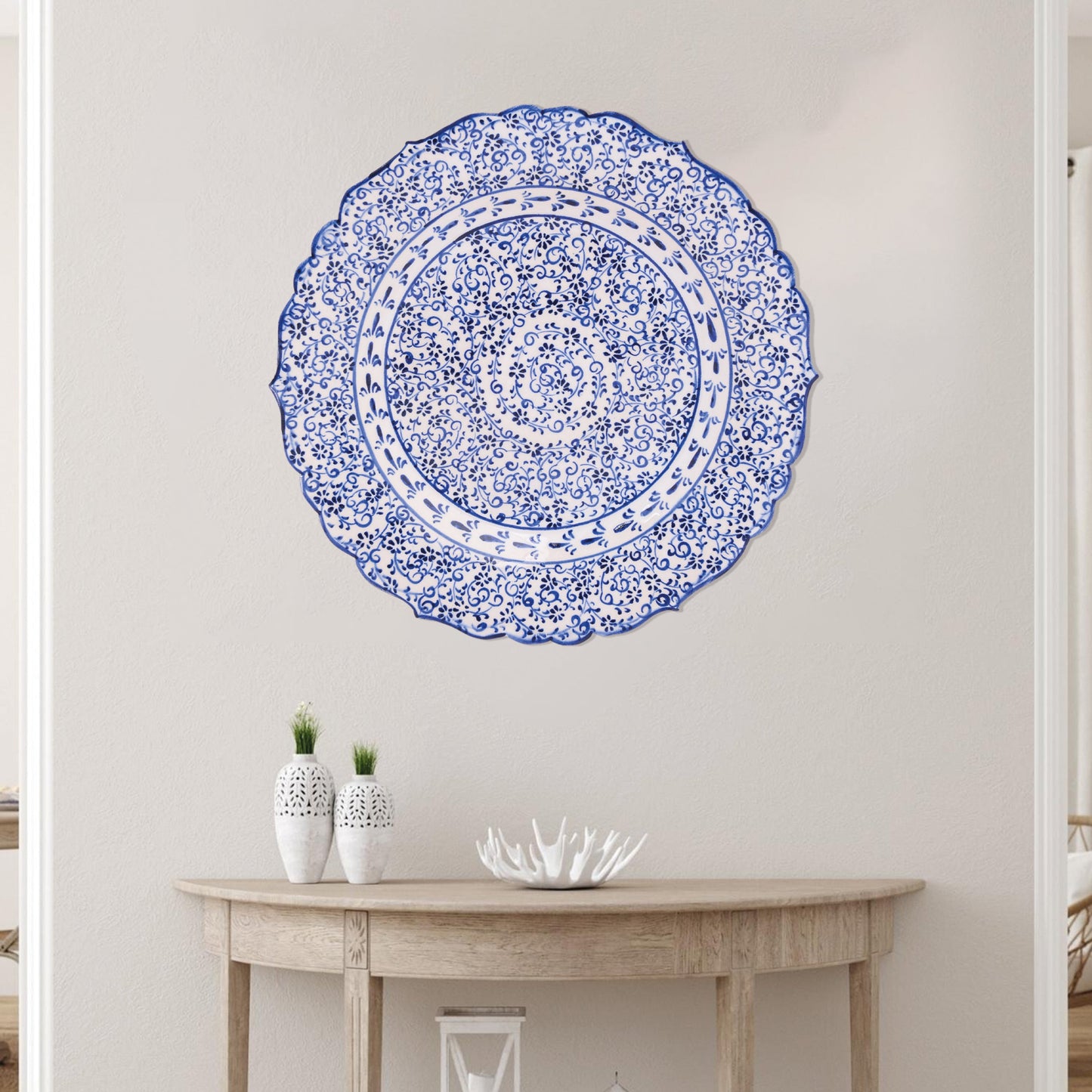 Ceramic Decorative Plate, Sapphire Vine Decorative Plate