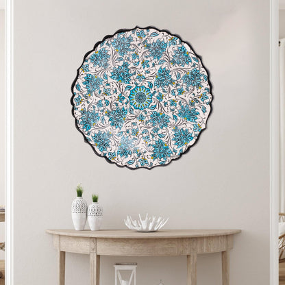 Ceramic Decorative Plate, Turquoise Bloom Decorative Plate