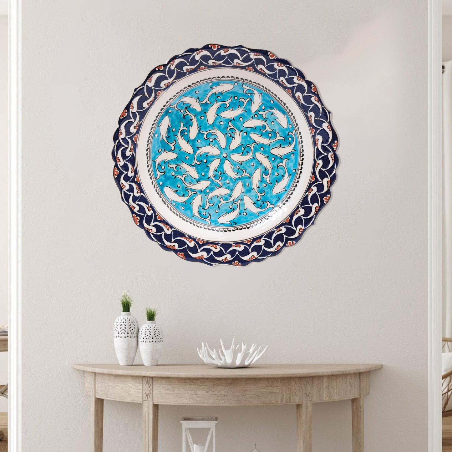 Ceramic Decorative Plate, Whirling Fishes Decorative Plate