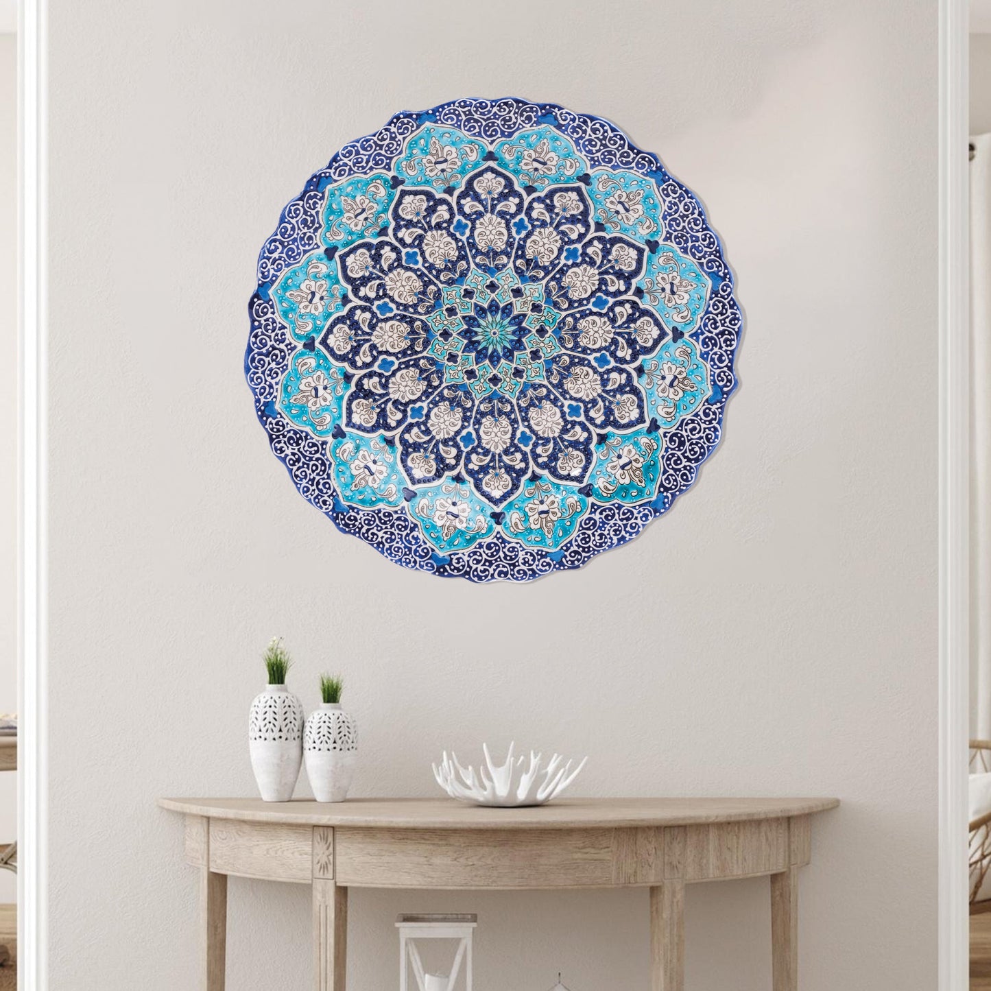 Ceramic Decorative Plate, Sapphire Blossom Decorative Plate